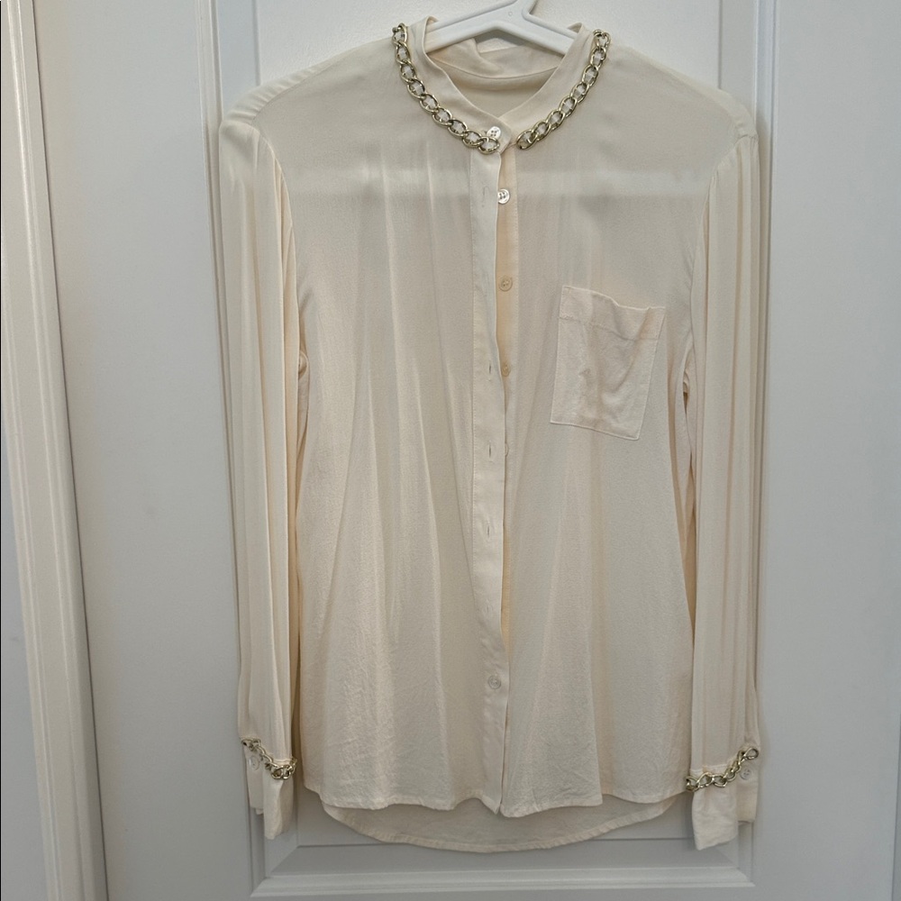 Cream Blouse with Chain Detail